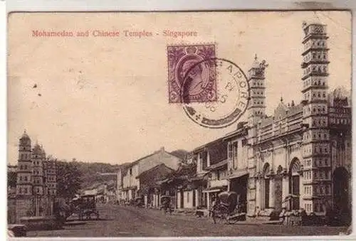 59197 Ak Singapore Mohamedan and Chinese Temples 1908