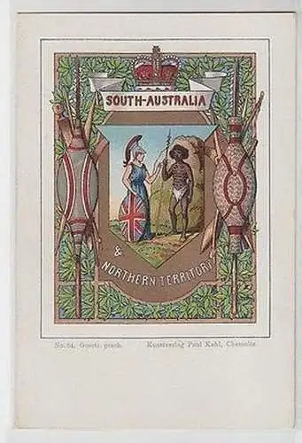 63351 Wappen Ak Lithographie South Australia & Northern Territory um 1900