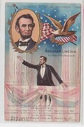 61637 Patriotika Präge Ak USA Abraham Lincoln the Martyred President 1911