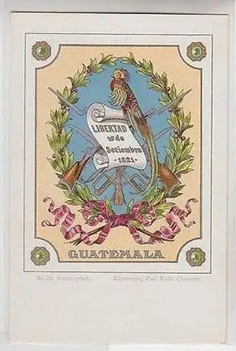 63138 Wappen Ak Lithographie Guatemala um 1900