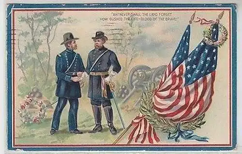 61638 Patriotika Präge Ak USA Soldat mit Flagge Fahne 1911