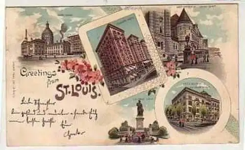 40169 Ak Lithographie Greetings from St. Louis 1903