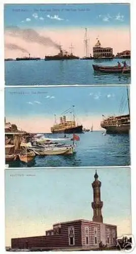 06398/3 Port Said Moschee, Hafen usw. um 1920