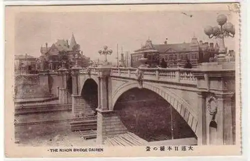 54096 Ak The Nihon Bridge Dairen China um 1920