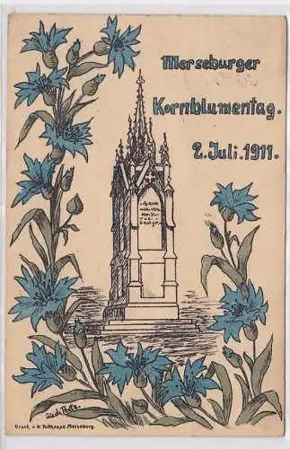 83868 Künstler Ak Merseburger Kornblumentag 2. Juli 1911