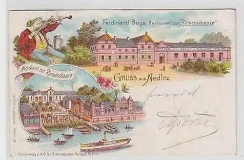 42078 Ak Lithografie Gruss aus Nedlitz Restaurant 1899