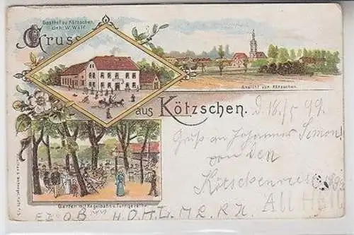 21898 Ak Lithographie Gruß aus Kötzschen Gasthaus usw. 1899