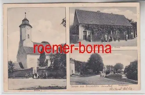 78538 Mehrbild Ak Gruß aus Sausedlitz Kirche, Kolonialwarenhandlung usw. 1907