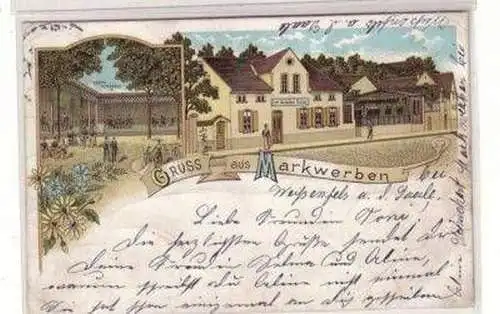 48427 Ak Lithographie Gruß aus Markwerben Gasthof 1897