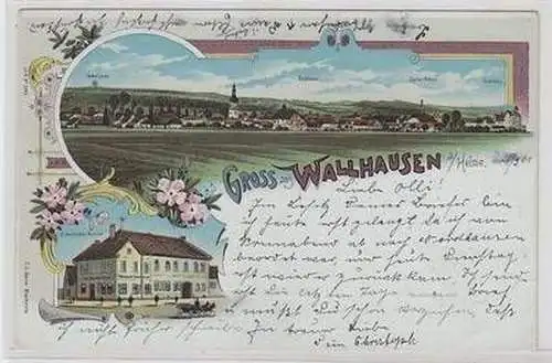 53555 Ak Lithographie Gruss aus Wallhausen an der Helme 1901