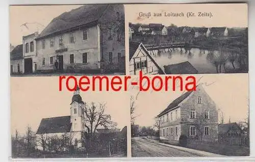 83276 Mehrbild Ak Gruß aus Loitzsch Kr. Zeitz Gasthof, Dorfteich usw. 1914