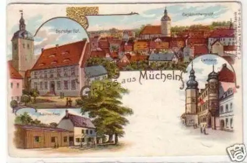 34355 Ak Lithographie Gruss aus Mücheln 1904