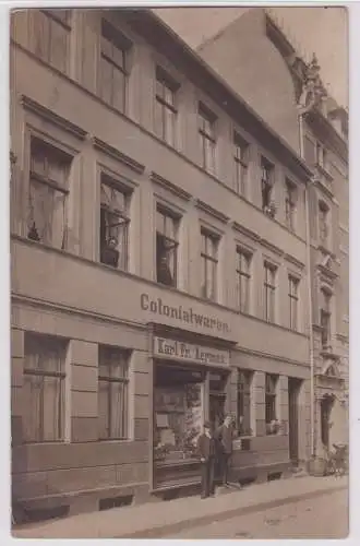 91698 Foto Ak Eisleben Colonialwarengeschäft Karl. Fr. Aermes 1911