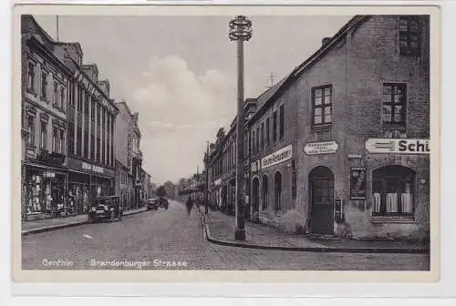 90772 Ak Genthin Brandenburger Strasse mit Geschäften 1934