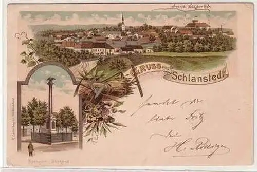 51233 Ak Lithographie Gruß aus Schlanstedt Kriegerdenkmal 1897