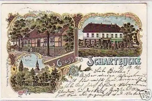 25066 Ak Lithographie Gruß aus Scharteucke 1904