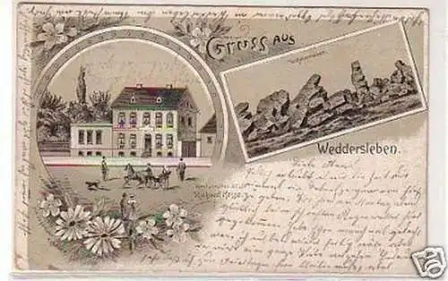 10227 Ak Lithographie Gruß aus Weddersleben 1903