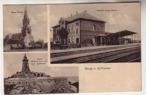 60973 Mehrbild Ak Berga am Kyffhäuser Bahnhof usw. 1914