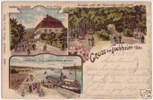 09415 Ak Lithographie Gruss aus Tochheim a. Elbe 1903