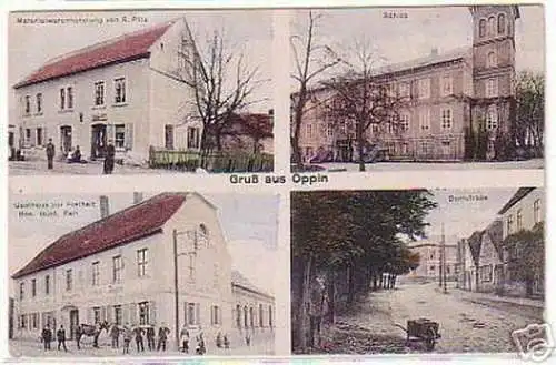 07662 Ak Gruß aus Oppin Gasthaus usw. 1919