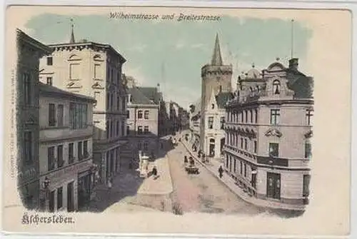 04742 Ak Aschersleben Wilhelmstrasse und Breitestrasse 1915