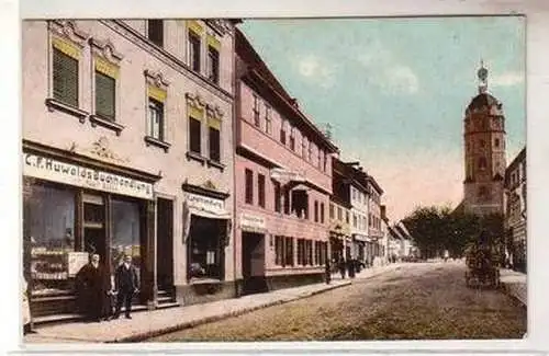 53706 Ak Sangerhausen kylische Straße mit Jakobikirche um 1910