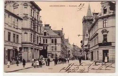 57151 Ak Aschersleben Breitestrasse mit Geschäften 1912