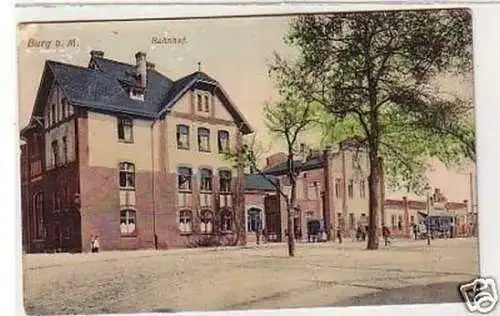 33078 Ak Burg bei Magdeburg Bahnhof 1913