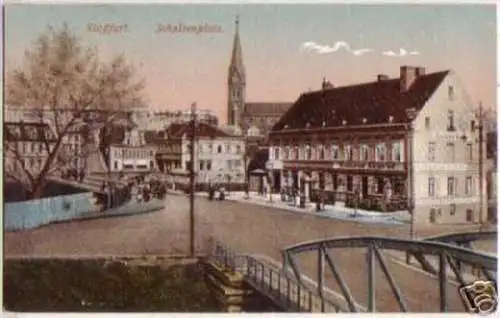 14583 Ak Staßfurt Schulzenplatz mit Restaurant 1916