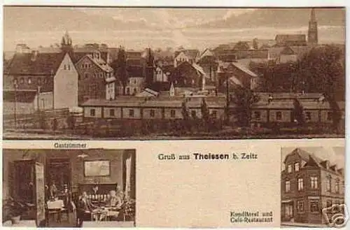 07412 Ak Gruß aus Theissen bei Zeitz Cafe um 1920