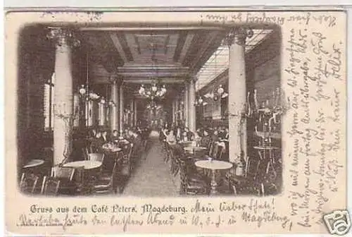 24894 Ak Gruß aus dem Café Peters Magdeburg 1905