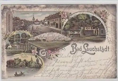 42111 Ak Lithografie Gruss aus Bad Lauchstädt 1893