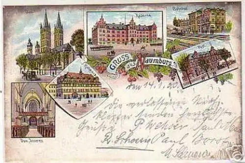 07577 Ak Lithographie Gruß aus Naumburg Post usw. 1900