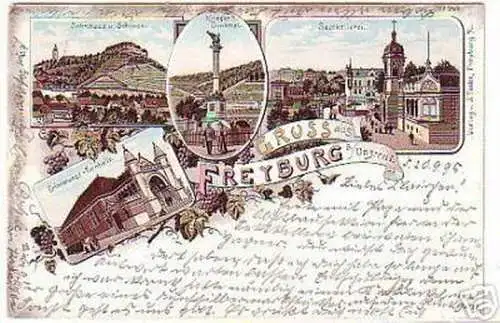 04809 Ak Lithographie Gruß aus Freyburg an der Unstrut