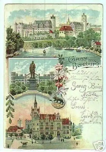 18867 Ak Lithographie Gruss aus Bernburg 1901