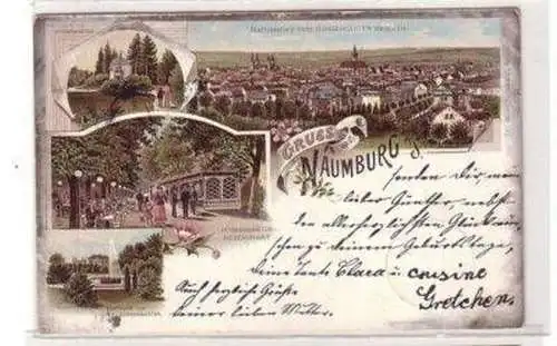 37900 Ak Litho Gruss aus Naumburg Bürgergarten 1898