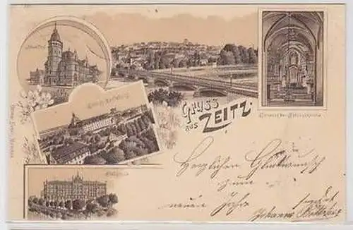 57119 Ak Lithographie Gruß aus Zeitz neue Post usw. 1897