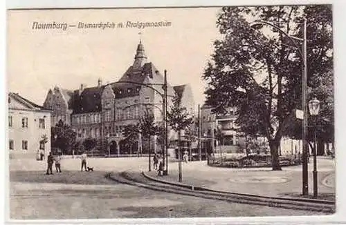 41281 Ak Naumburg Bismarckplatz mit Realgymnasium 1910