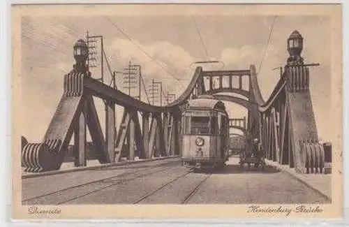 48034 Ak Diemitz Hindenburg Brücke Straßenbahn um 1930