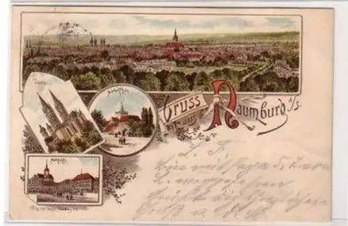 48291 Ak Lithografie Gruss aus Naumburg Markt usw. 1894