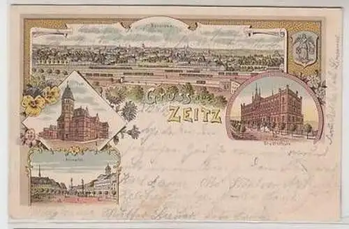 57216 Ak Lithographie Gruß aus Zeitz Stadtschule usw. 1903