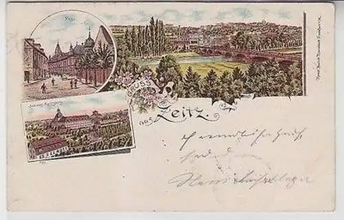 63401 Ak Lithographie Gruß aus Zeitz Post & Schloß Moritzburg 1898