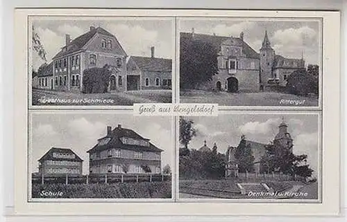 63942 Ak Gruß aus Wengelsdorf Gasthaus zur Schmiede, Rittergut, Schule um 1930