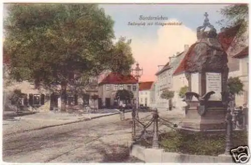 24664 Ak Sandersleben Sedanplatz mit Kriegerdenkmal1912