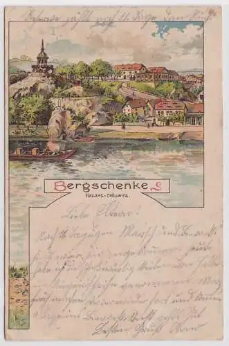 97371 Ak Halle Cröllwitz Totalansicht der Bergschenke 1900