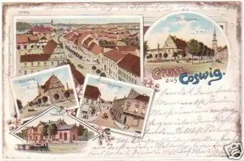 25129 Ak Lithographie Gruß aus Coswig in Anhalt 1899