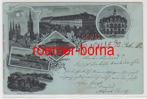 82938 Mondscheinkarte Gruss aus Halle an der Saale 1901