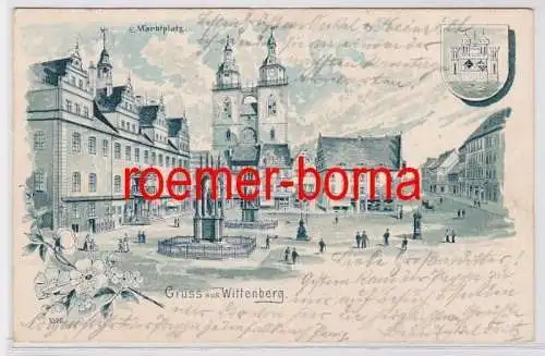 82004 Ak Gruss aus Wittenberg Marktplatz 1903