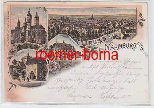 79558 Ak Lithographie Gruss aus Naumburg a.S. Dom, Marientor, Rathaus 1898