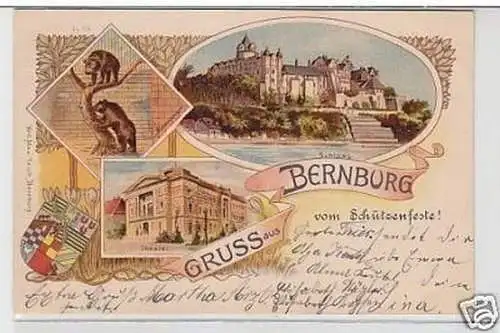 35387 Ak Gruß aus Bernburg vom Schützenfeste 1900